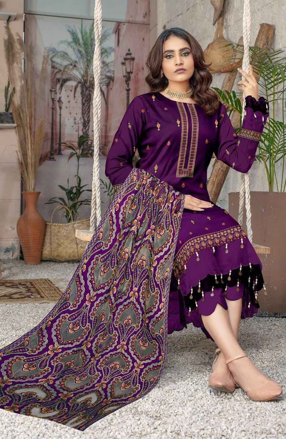 Bareeze Unstitched | Luxury Dhanak Embroidered 3PC | Laser Cut Shawl