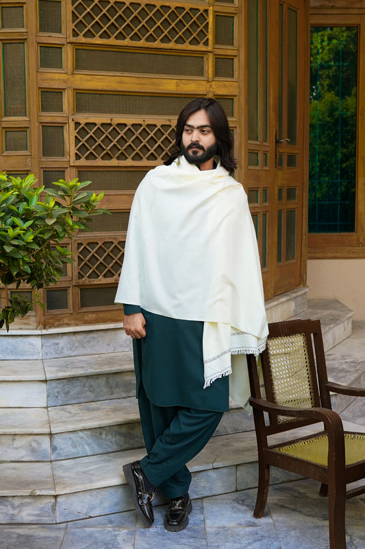 Alkaram | Mens Shawl | White