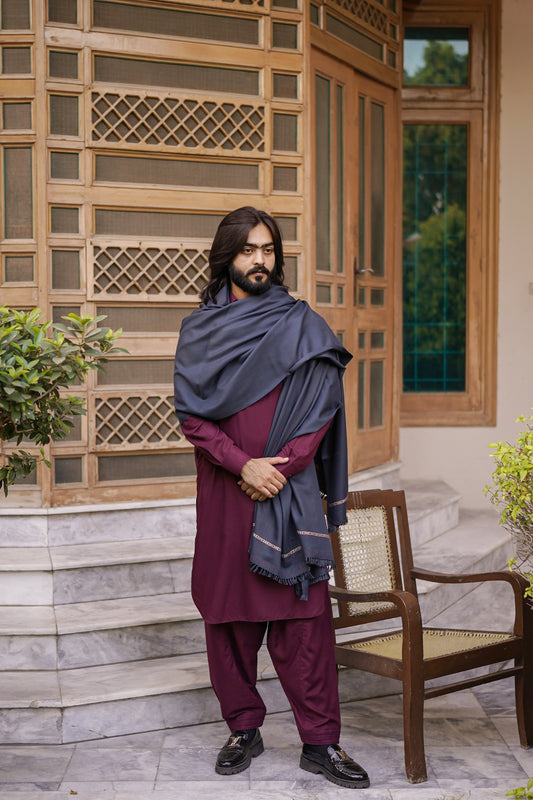 Alkaram | Mens Shawl | Gray