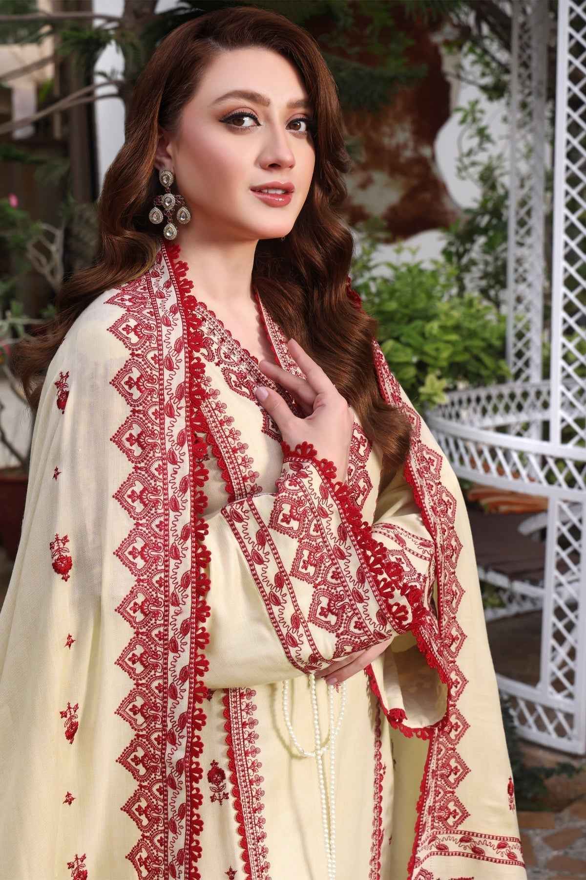 ANEELA – 3PC DHANAK UNSTITCHED EMBROIDERED SUIT