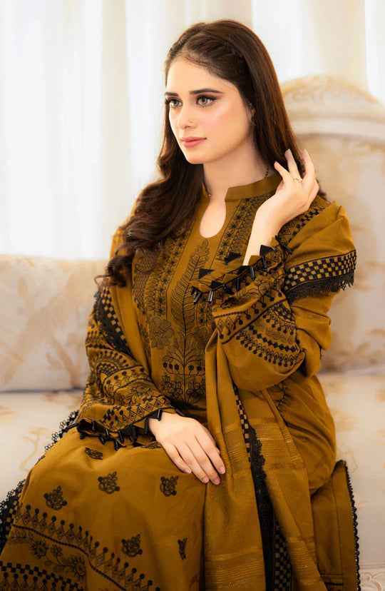 Aneela's | Dhanak-3PC Embroidered