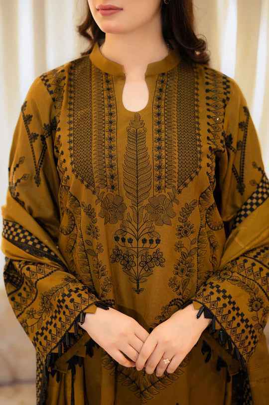 Aneela's | Dhanak-3PC Embroidered