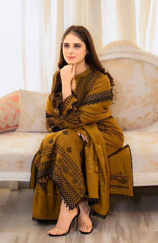 Aneela's | Dhanak-3PC Embroidered