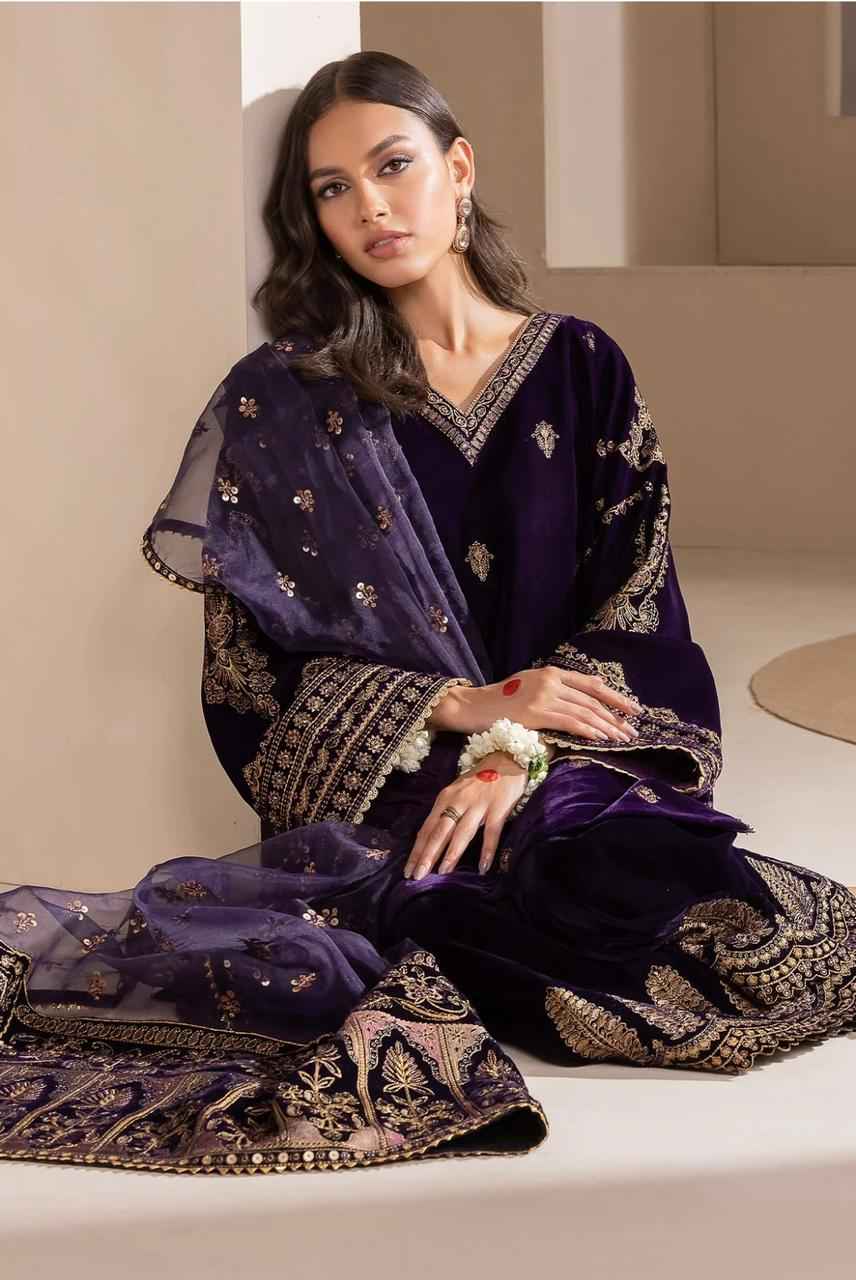 Luxury | Velvet | Embroidered | 3 pcs